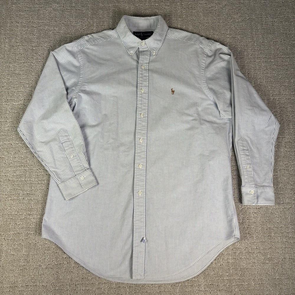 VTG Polo Ralph Lauren Button Down Shirt Sz 16½x33 XL 90s Striped 100% Cotton